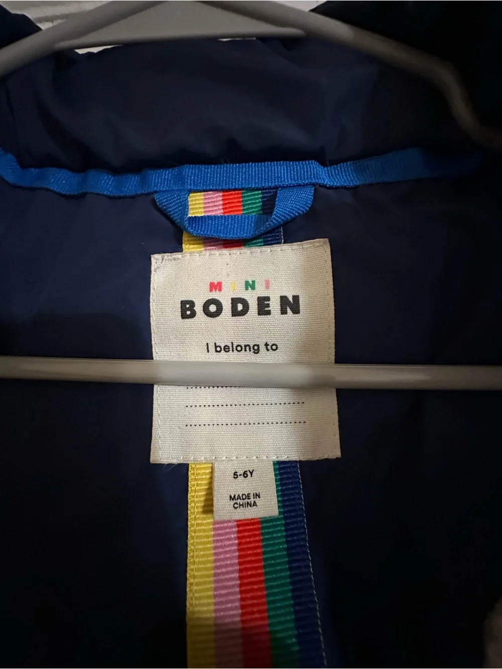Mini Boden navy rainbow wooden